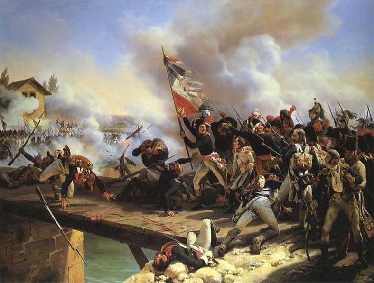  Napoleon Bonaparte leading his troops over the bridge of Arcole